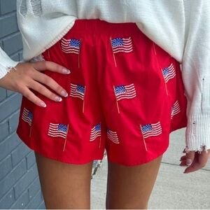 QUEEN OFSPARKLES beaded American flag short